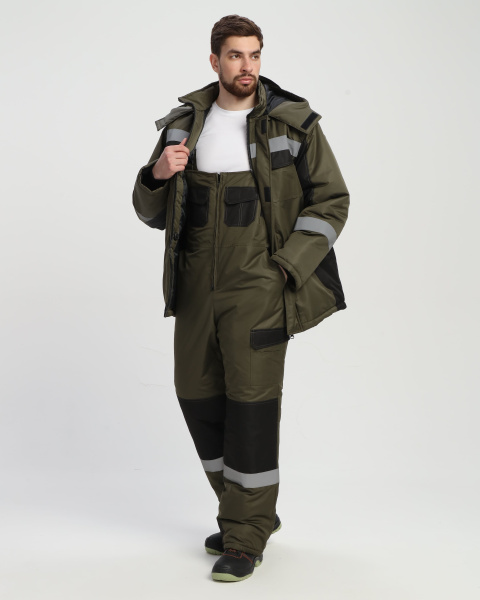 Костюм зимний "Вектрон-2" СОП (тк.Таслан,135) п/к, хаки/черный