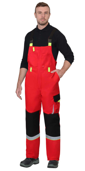 Костюм СТАН зимний: куртка, п/к, красный с черным и лимонной отделкой