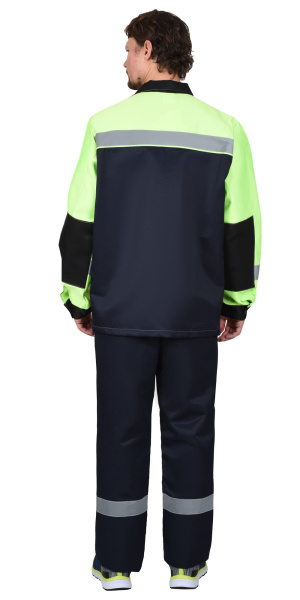 Костюм ПРОФИЛЬ куртка, брюки, т. синий с лимонным и черной отделкой, СОП