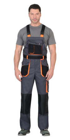 Полукомбинезон "МАНХЕТТЕН" т.серый с оранж. и черным тк. стрейч пл. 250 г/кв.м