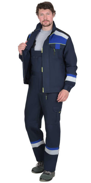 Костюм "БОСТОН-РОСС" куртка, п/к, т.синий/васильковый с лимонной отделкой, СОП