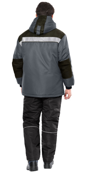 Куртка КОМФОРТ зимняя, удлиненная темно-серая с черным и СОП (ЧЗ)