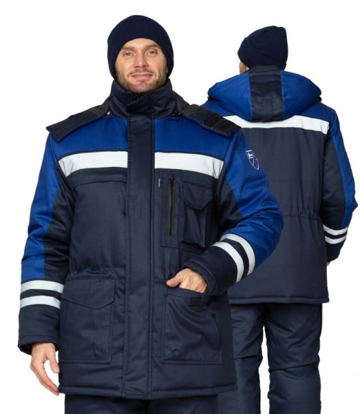 Куртка антистатическая мужская утеплённая "Антистат" тёмно-синий/василёк