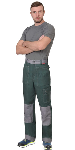 Брюки ВЕСТ-ВОРК зеленые со ср. серым