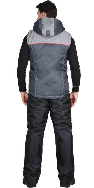 Жилет утепленный с капюшоном ФАВОРИТ т.серый с серым тк. Оксфорд