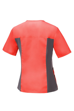 Блуза ЛИНДРЕД (Lindred) ОРИОН женская коралл/серая, рукав короткий