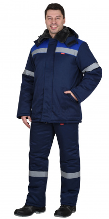 Костюм зимний "СИРИУС-Рост-Арктика": куртка, брюки, т.синий/васильковый, тк.смесовая
