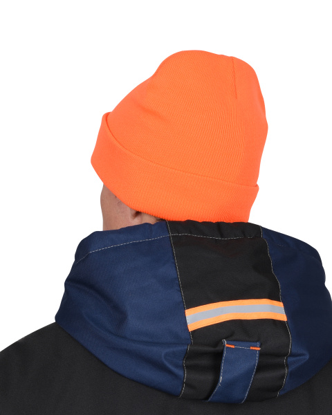 Шапка трикотажная флуоресцентная оранжевая "Юка", с утеплителем Тинсулейт