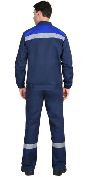 Костюм "МАСТЕР" летний: куртка кор., брюки темно-синий с васильковым