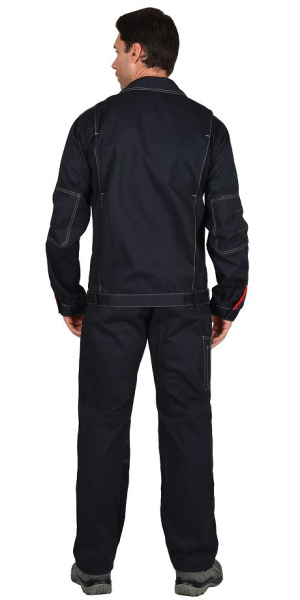 Костюм "Фаворит" куртка, п/к,  т.серый с сер и красной отд., 100% Х/Б, пл. 270 г/кв.м,