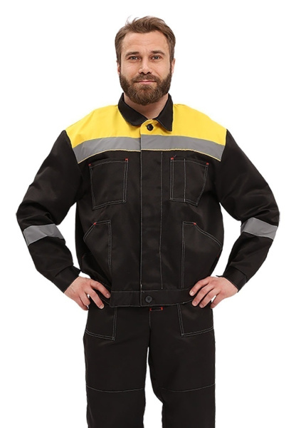 Костюм Легион куртка, п/к, цвет: черный/желтый