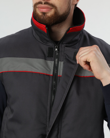 Жилет утепленный Грей (тк.Балтекс,210), т.серый/красный