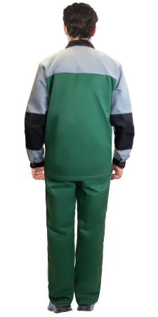 Костюм АСПЕКТ куртка длин., брюки зеленый со св.серым и черной отделкой