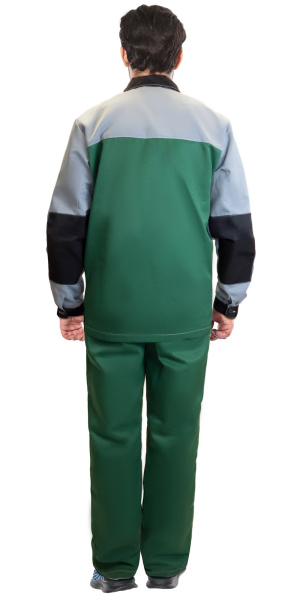 Костюм АСПЕКТ куртка длин., брюки зеленый со св.серым и черной отделкой