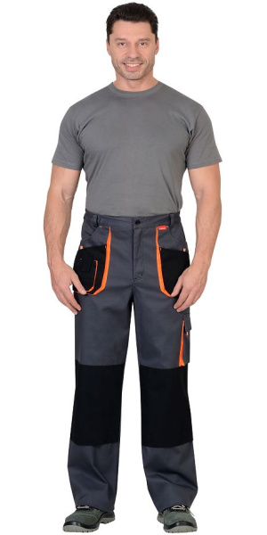 Костюм "МАНХЕТТЕН" куртка дл.(чз), брюки т.серый с оранж. и черным тк. стрейч пл. 250 г/кв.м