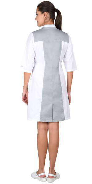 Халат "СИРИУС-НИКОЛЬ" женский белый с серым