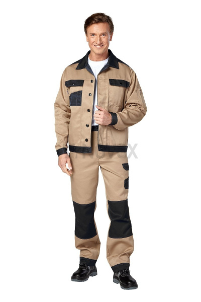Костюм рабочий мужской летний "Умелец 1", куртка, брюки, цвет черный/бежевый