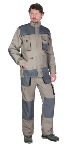 Костюм "СПБ" куртка, брюки, песочный с серо-зеленым тк. Канвас