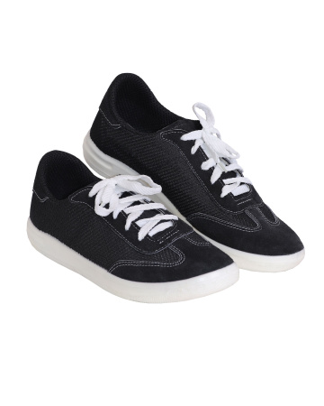 Кроссовки велюровые Люкс сетчатые, ПУ, черный