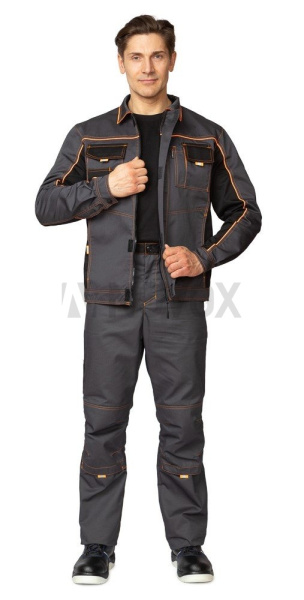 Костюм мужской "Бренд 1 2020" тёмно-серый/тёмно-серый/чёрный (куртка и брюки)