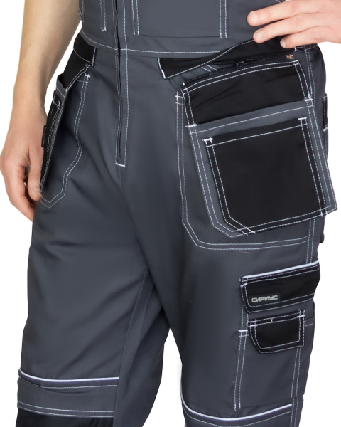 Полукомбинезон "ПРЕСТИЖ-Л" темно-серый с черным, СВ кант