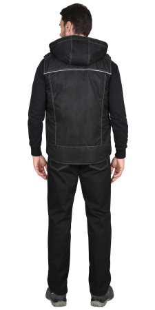 Жилет утепленный с капюшоном АЛЕКС черный на подкладке