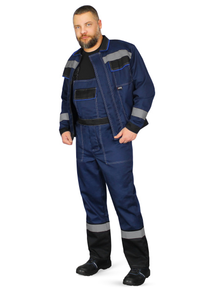 Костюм "Система", куртка+п/к, цв. синий/черн/василек