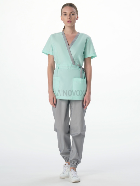 Костюм женский Симпл-001 (тк.Смесовая,120) MedLine, серый/мятный