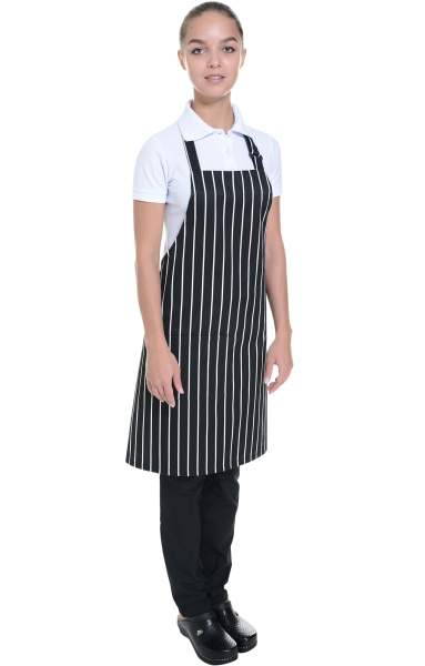 Фартук HORECA (ХОРЕКА) с нагрудником MixColor black (черно-белая полоска)