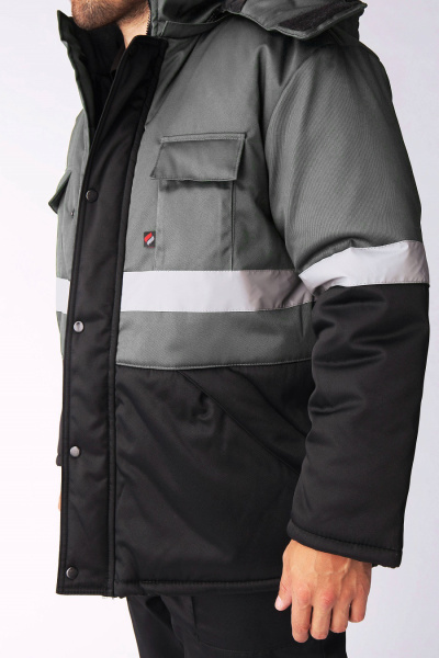 Костюм зимний "Нордхард-2" СОП (тк.Смесовая,250) п/к, черный/серый