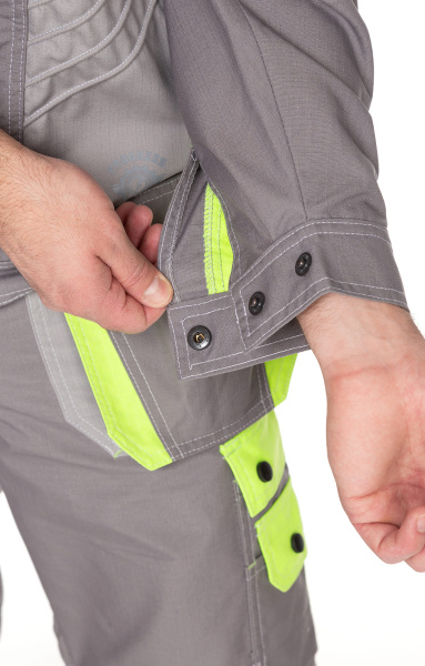 Костюм "Прогресс" , куртка, брюки, темно-серый светло-серый с лимонным