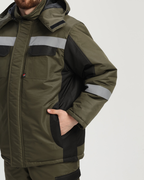 Костюм зимний "Вектрон-2" СОП (тк.Таслан,135) п/к, хаки/черный