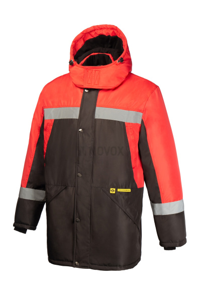 Куртка Марс утепленная черная красная