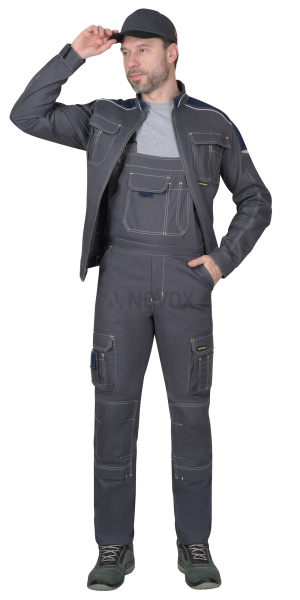 Костюм "ДЖЕТ", куртка кор. (ЧЗ), п/к,  тк. мех. стрейч с ВО, т.серый с синим 