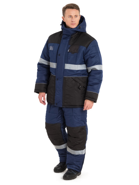 Костюм зимний «НордМен», куртка, п/к, синий/чёрный