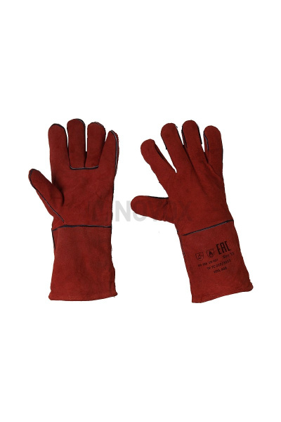 Краги рабочие "Трек" спилковые цвет красный