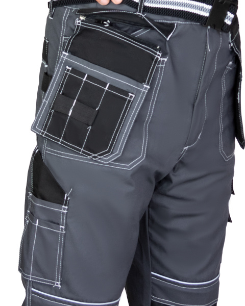 Брюки мужские летние "ПРЕСТИЖ-Л" темно-серый с черным, СВ кант