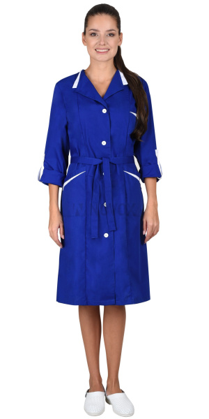 Халат КОМФОРТ васильковый с белым, женский