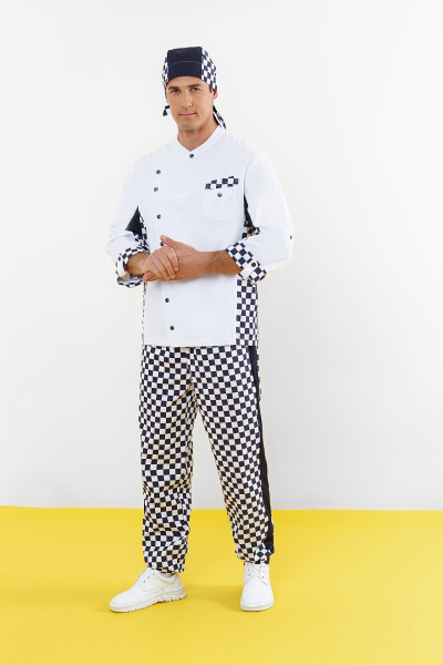 Брюки РИСТРЕТТО ШЕФ джоггеры темно-синие/клетка крупная