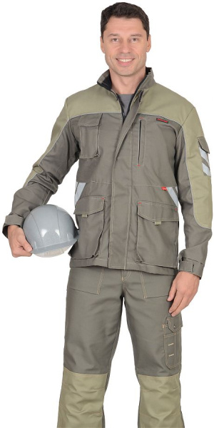 Куртка длинная "ВЕСТ-ВОРК" т.оливковый со св.оливковым пл. 275 г/кв.м (ЧЗ)