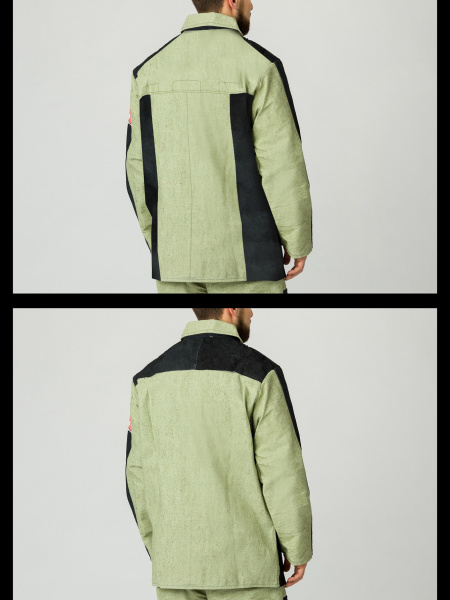 Костюм сварщика комбинированный 2 кл.защиты (тк.Брезент,550/Спилок S=2,3), черный/бежевый