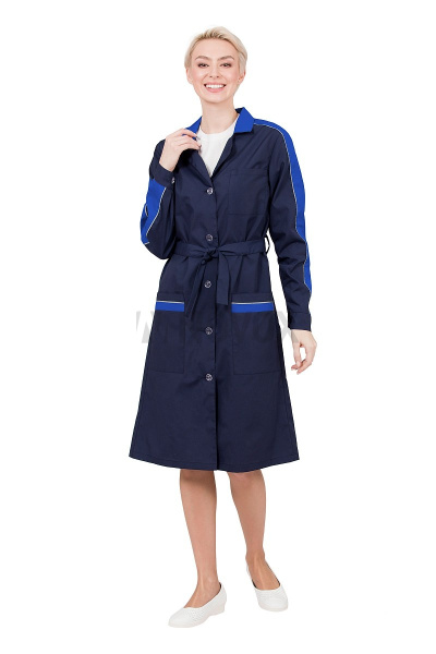 Халат женский "Жасмин" цвет темно-синий/василек
