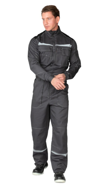 Комбинезон мужской летний "Профессионал" тёмно-серый/чёрный