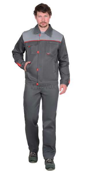 Костюм "ФАВОРИТ" куртка, брюки темно-серый со св.серым, 80% ПЭ, 20% ХБ