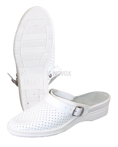 Сабо "ЛЮКС" кожаные женские, ПВХ, белый