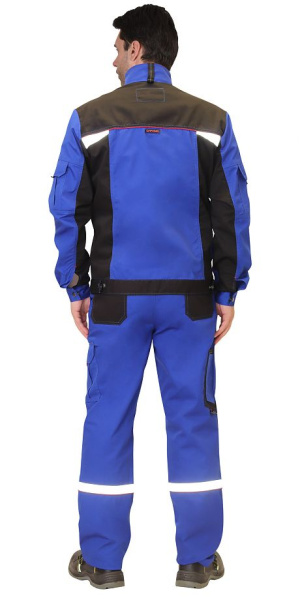 Костюм "СТАН" куртка кор., п/к,  васильковый с красной и черной отделкой