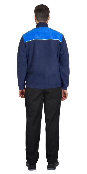 Куртка флисовая тёмно-синяя с васильковым и лимонным кантом