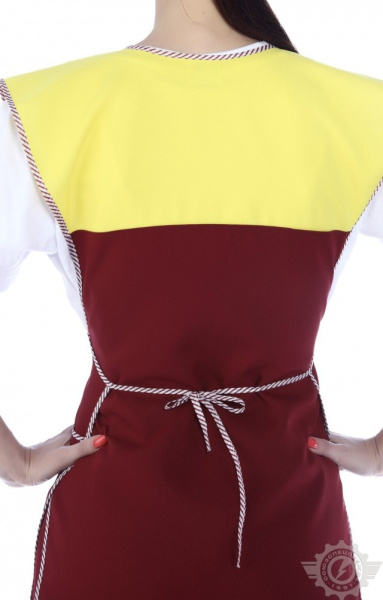 Комплект "Людмила" (фартук + пилотка) бордо