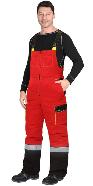 Костюм зимний "ТИТАН" куртка дл., полукомбинезон, цв. красный/черный