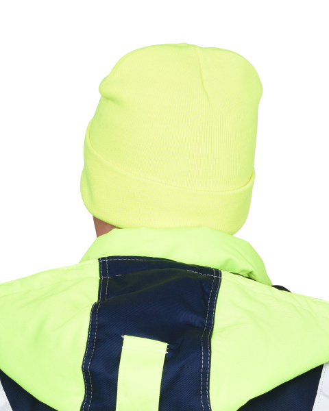 Шапка трикотажная флуоресцентная лимонная "Юка", с утеплителем Тинсулейт
